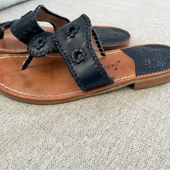 Jack Rogers Navajo solid Navy blue boho thong leather beach sandals Size 9 - Picture 4 of 4